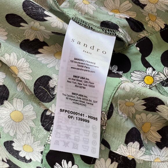 NWOT Sandro Daisy Print Satin Romper Size 4 (Seen on The Bold and the Beautiful) - Picture 9 of 11